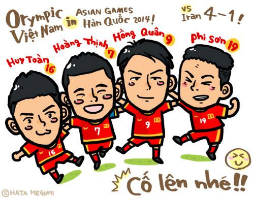 Chiến thắng chấn động 4-1 của ĐT Olympic Việt Nam trước Olympic Iran tại ASIAD cũng được Hata Megumi cập nhật. Cô tin, chiến thắng này có hiệu ứng từ U19 Việt Nam.