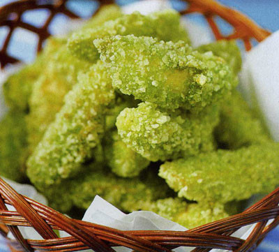 Khoai tây bọc cốm chiên.