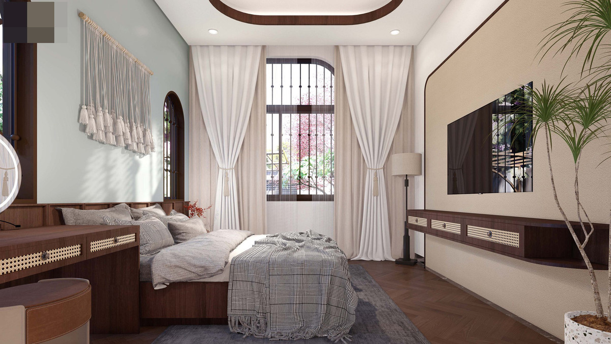 Phòng ngủ phụ nhiều ánh sáng tự nhiên.