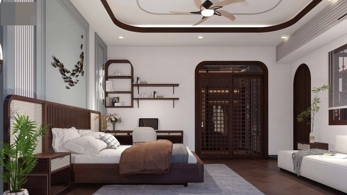 Cánh cửa gỗ có lỗ thông gió không bị bí bách nhưng vẫn đảm bảo sự riêng tư. 