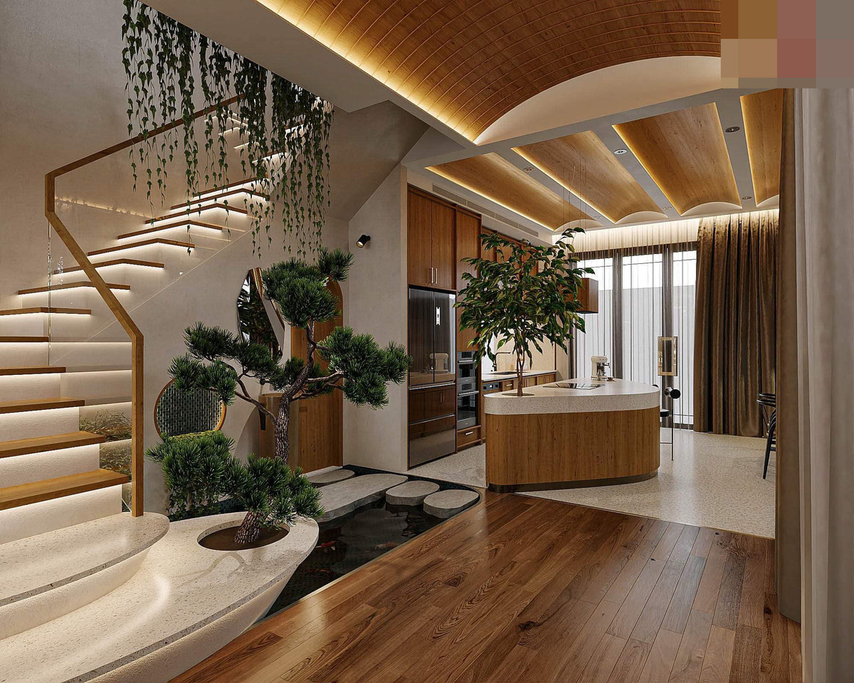 Trong công trình này, các góc xanh được bố trí rất nhiều tạo cảm giác thoải mái, thư giãn cho gia chủ mỗi khi trở về nhà...