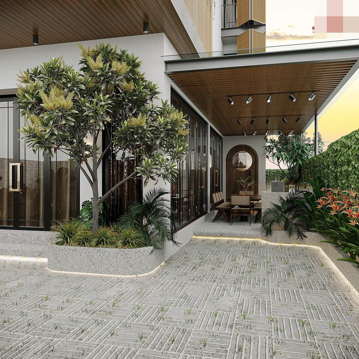 Gia chủ có thể tự do thỏa mãn những sở thích cá nhân như trồng cây, nuôi cá.