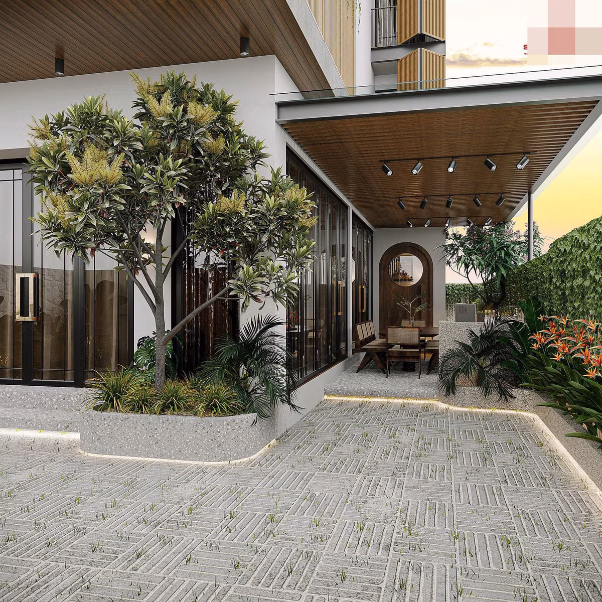 Gia chủ có thể tự do thỏa mãn những sở thích cá nhân như trồng cây, nuôi cá.