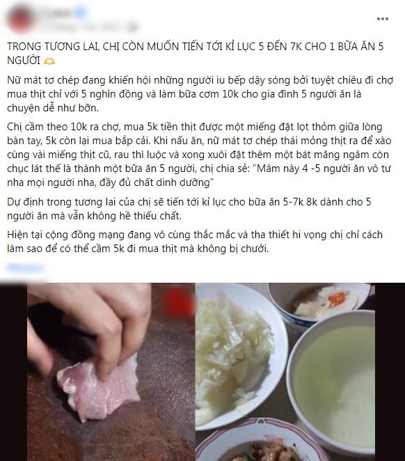 Co nang di cho mua 5k thit, nau duoc bua com 5 nguoi