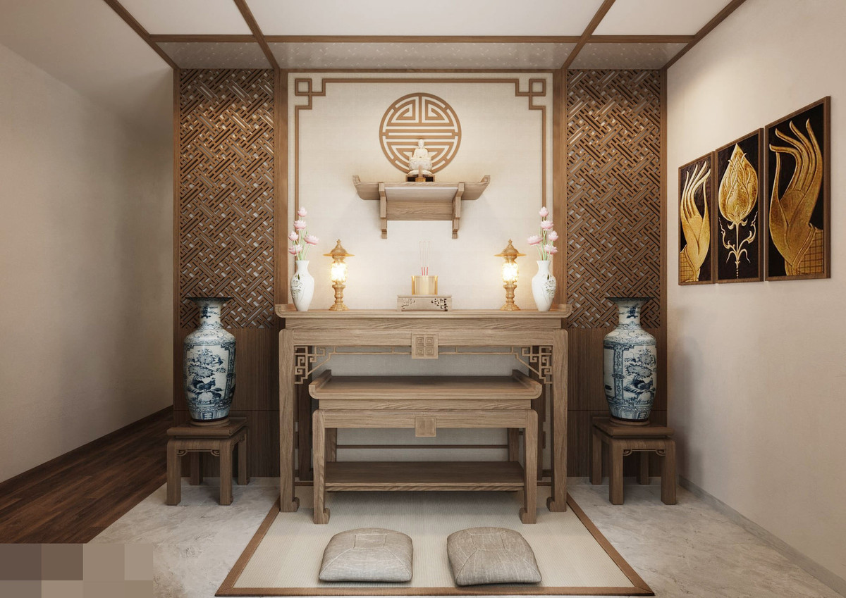 Tuy diện tích nhỏ nhưng kiến trúc sư cố gắng bố trí cho gia chủ thêm góc ngồi thiền.