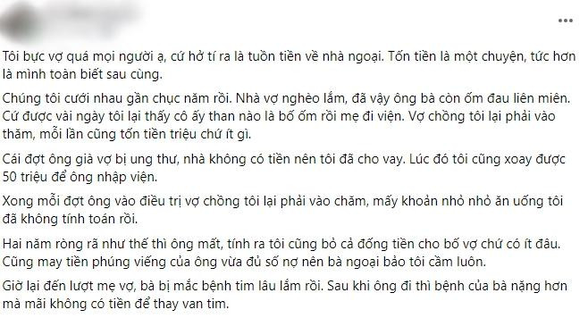 Mẹ vợ cảm ơn 50 triệu mổ tim, tôi chết sững nguồn gốc số tiền Me vo cam on 50 trieu mo tim, toi chet sung nguon goc so tien