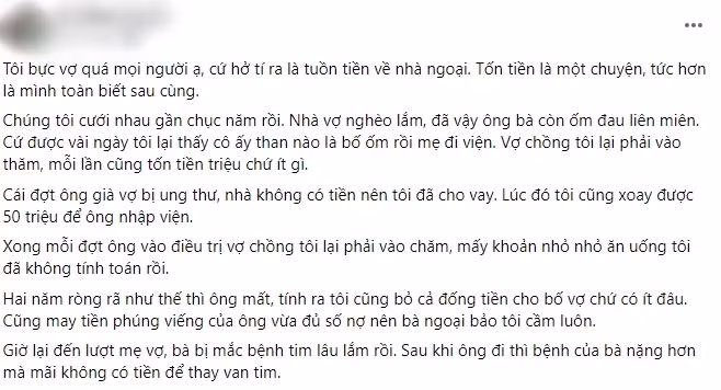 Mẹ vợ cảm ơn 50 triệu mổ tim, tôi chết sững nguồn gốc số tiền Me vo cam on 50 trieu mo tim, toi chet sung nguon goc so tien