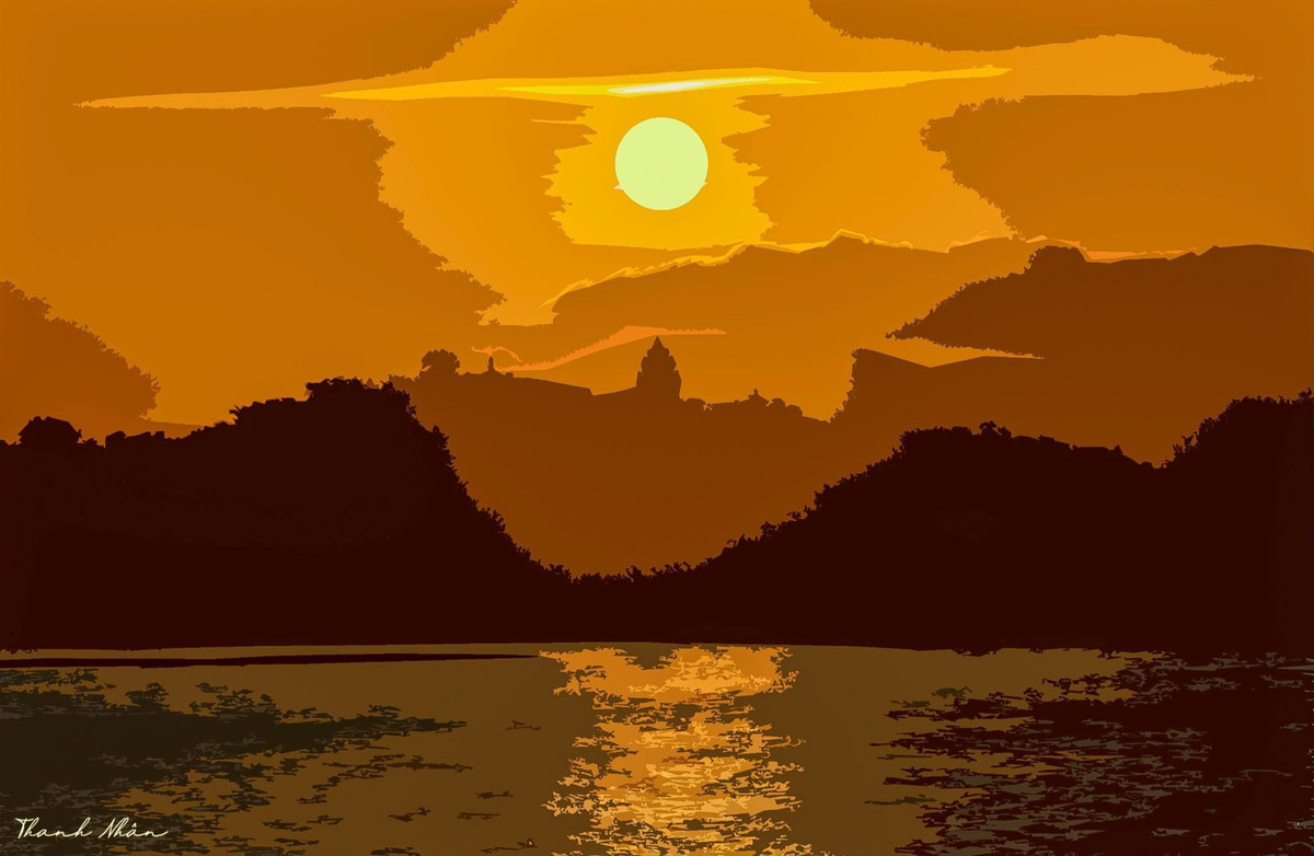 Chiều tà ở Phú Yên khi mặt trời chuẩn bị xuống núi.