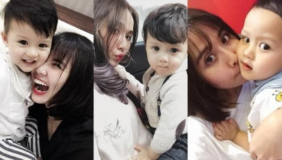 Huyen Lizzie hiem hoi khoe can mat nhan sac con trai