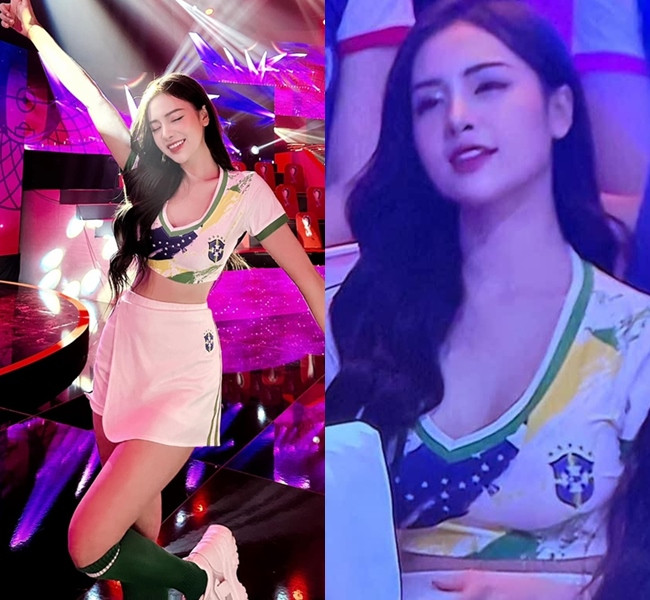 Là đại diện tuyển Brazil trong “Nóng cùng World Cup” năm nay Cao Trang gây chú ý khi sở hữu vẻ ngoài xinh đẹp, nóng bỏng.