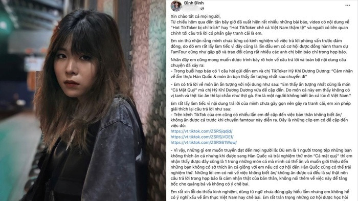 Vụ "thích ăn hải sản rồi lại chê bai mùi cá ao": Tiktoker xin lỗi Vu