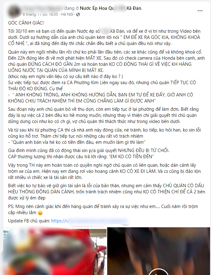 Cô gái mất trắng xe SH mới mua khi đi uống nước Co gai mat trang xe SH moi mua khi di uong nuoc