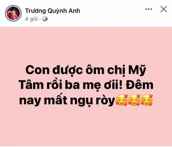 Truong Quynh Anh xuc dong den mat ngu khi duoc om My Tam