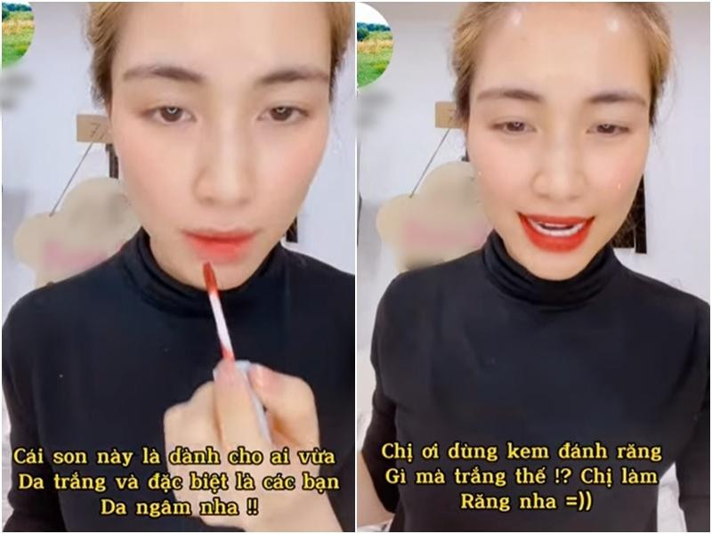 hững phát ngôn "ối dời ơi" của mẹ bé Bo khiến fan cười bò ví dụ như "son dành cho ai da trắng nhưng đặc biệt là các bạn da ngăm"; hay "chị dùng kem đánh răng gì mà trắng thế? chị làm răng nha"