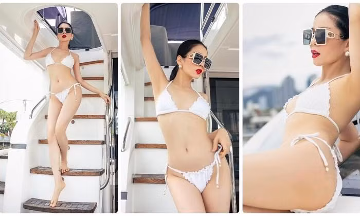 Tuy không thấy rõ cơ săn chắc như Anh Thư nhưng vòng eo Lệ Quyên cũng rất đáng nể, đã có lúc chỉ chạm ngưỡng 59 cm.