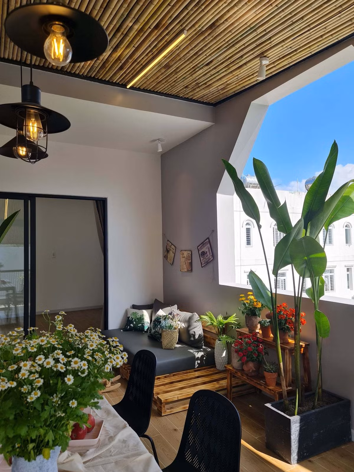 'Ao' nuoi ca, trong hoa sung tren san thuong ngoi nha pho-Hinh-25