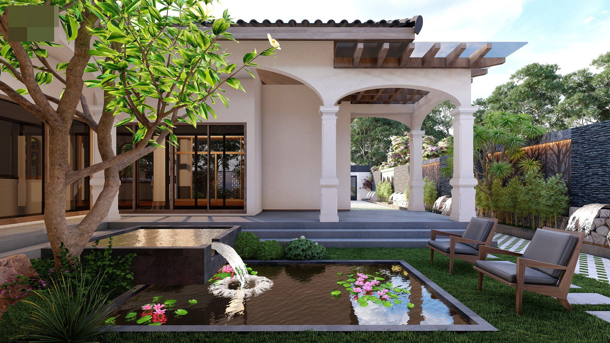 Ngoi nha co suoi nuoc roc rach va phong tam lo thien-Hinh-9