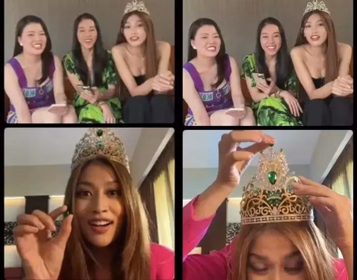 Biểu cảm hoảng hồn của Thiên Ân khi biết vương miện đã bị gãy phần chóp.