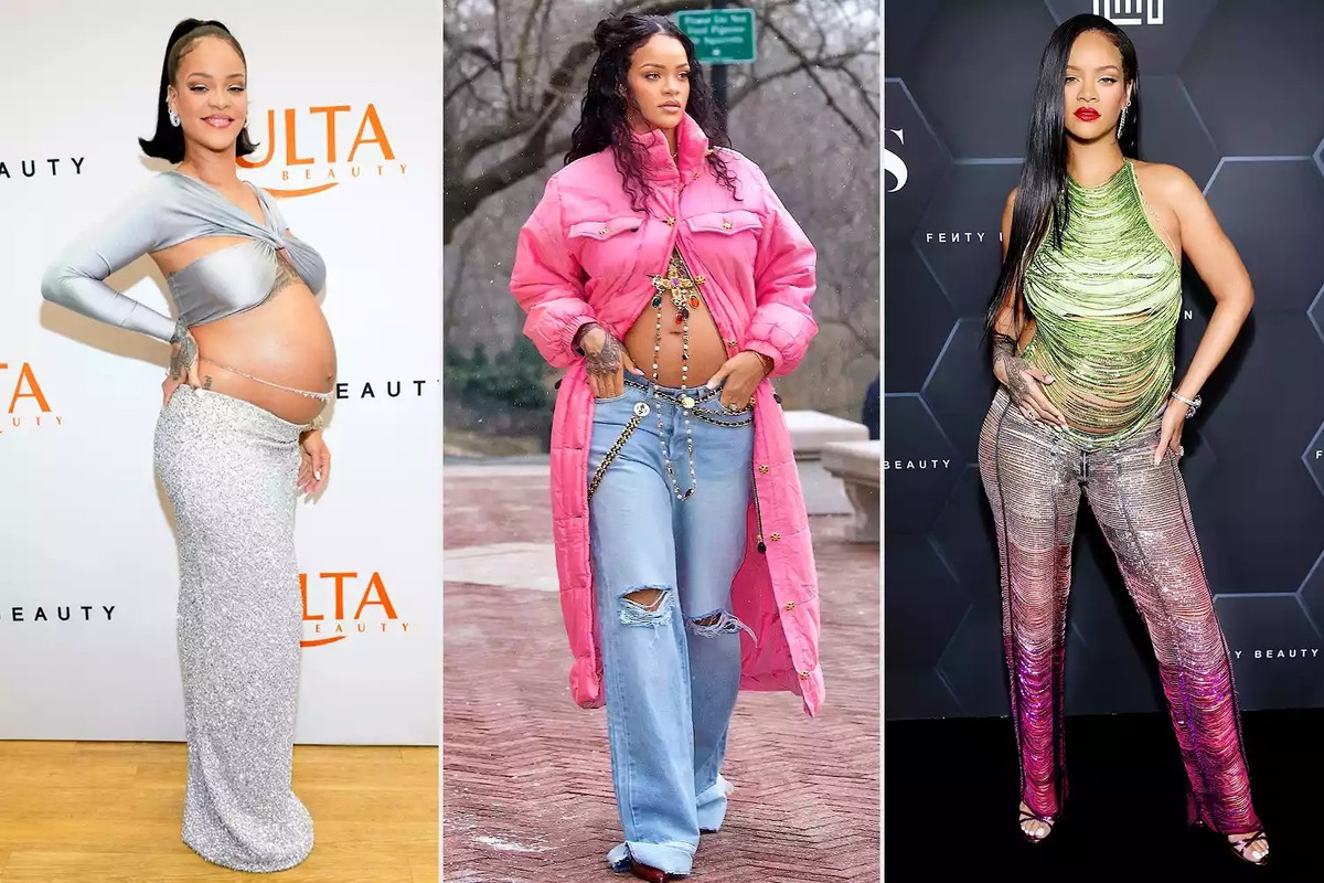 Nội y lưới, phụ kiện kim cương quanh bụng, váy cao su... đã tạo nên một Rihanna thật khác, phá vỡ quy chuẩn thời trang truyền thống khi mang bầu. Để nhận xét mẹ bầu sành điệu nhất năm, đó chắc chắc là giọng ca Diamonds. "Tôi không cần che bụng bầu. Nếu thỉnh thoảng thấy mình mũm mĩm, tôi nghĩ đơn giản: 'Chà, đây chỉ là một đứa bé, không có gì đáng lo lắng cả'", Rihanna chia sẻ.
