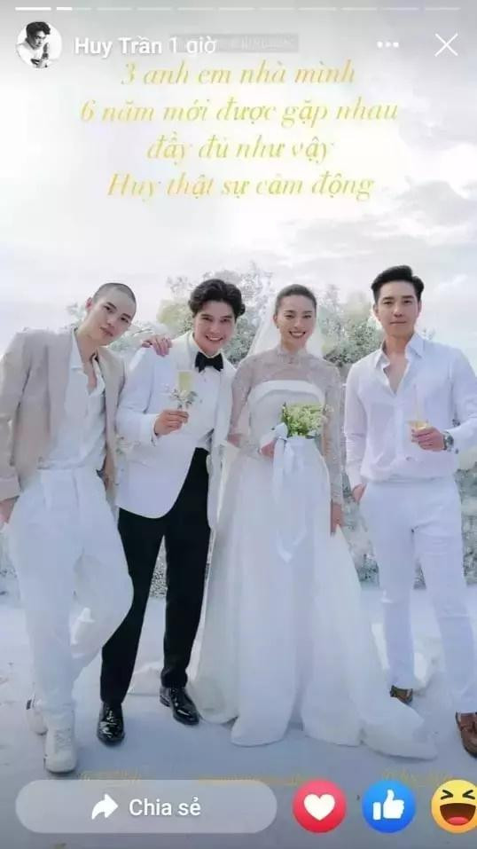 ình ảnh em trai ruột Huy Trần trong đám cưới được nam CEO chia sẻ.