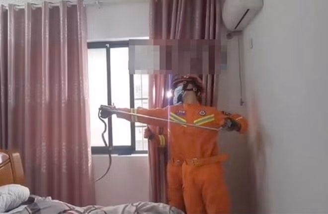 Dang ngu kinh hoang phat hien ran cuc doc trong chan