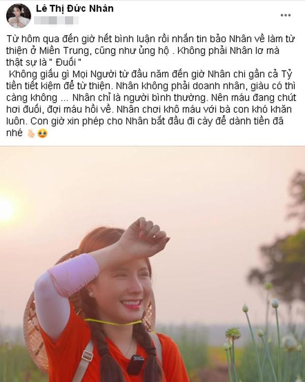 Ba Nhan Vlog bat ngo bi reo ten vao viec tu thien mien Trung-Hinh-3