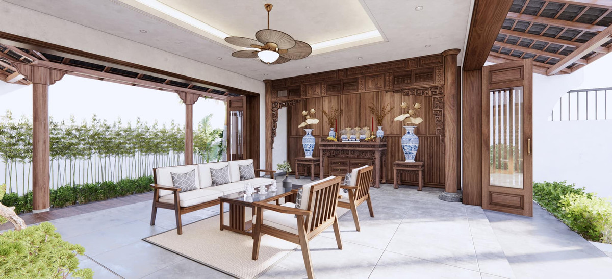 Con gai tang bo nha mang kien truc ban dia lang gom