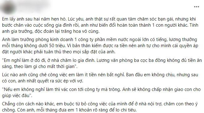 Chong khinh vo ly hon xong chet doi, vo tiet lo su that