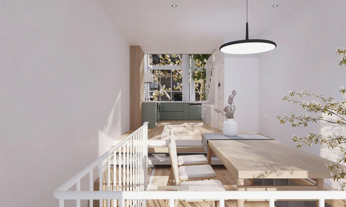 Cây xanh len lỏi qua từng khối nhà nhỏ, gắn kết các không gian sống lại thành một khối thống nhất, hoàn chỉnh.