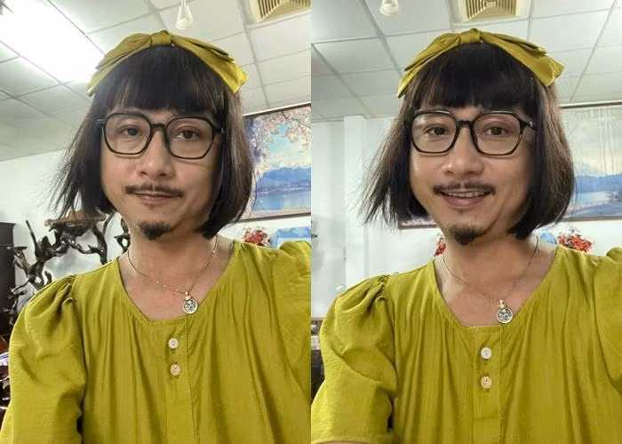 Mới đây, Hứa Minh Đạt gây chú ý khi khoe loạt ảnh giả gái trên mạng xã hội. Trong ảnh, ông xã Lâm Vỹ Dạ diện đầm xanh nõn chuối, đính nơ trên đầu. Mặc dù váy vóc và phụ kiện trông rất nữ tính, nhưng nam diễn viên vẫn không giấu nổi vẻ nam tính.