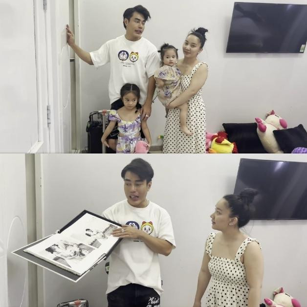 Mới đây, vợ chồng Lê Dương Bảo Lâm cùng các con có dịp về thăm lại nhà cũ ở TP. HCM mà gia đình nhỏ từng sống trước khi ở hẳn tại Đồng Nai. Trong khi lục lại những món đồ cũ, 2 vợ chồng danh hài phát hiện cuốn album cưới với chi phí 7 triệu đồng. Không chỉ tìm lại được hũ kẹo...hết hạn từ 3 năm trước, Lê Dương Bảo Lâm còn lục ra album cưới được chụp bởi nhiếp ảnh gia Kiếng Cận.