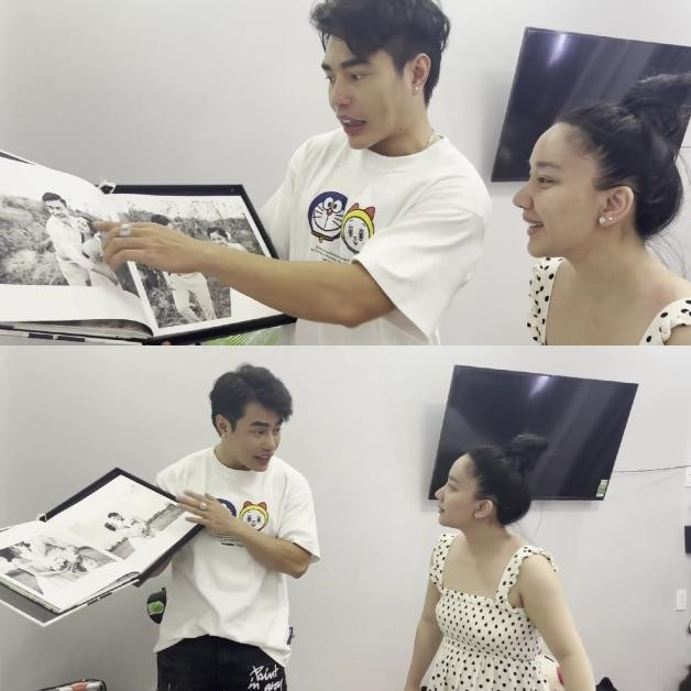 hời điểm 2017, do quá bận rộn, cặp đôi thực hiện bộ ảnh cưới chụp ở một ruộng đất bỏ trống, cỏ mọc um tùm ở vùng ven Sài Gòn. Chụp được một lát thì mưa kéo đến, cả nhóm phải về phim trường chụp tiếp.