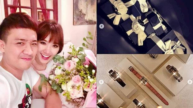 rấn Thành là ông chồng rất tâm lý, trong những dịp đặc biệt chẳng khi nào thiếu quà cho vợ.