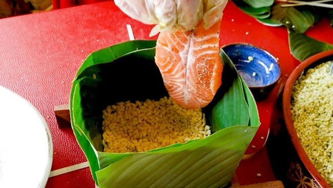 Banh chung nhan ca kho ki la nhat Viet Nam-Hinh-7