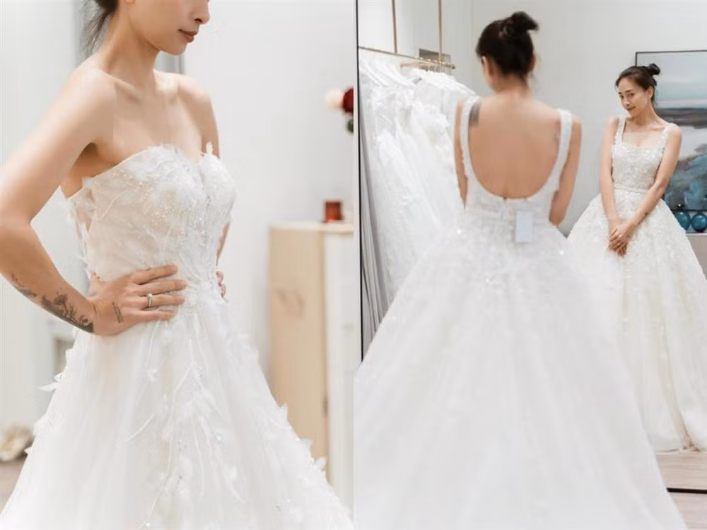 Cac co dau Vbiz khoe hinh xam doc la khi mac vay cuoi-Hinh-4