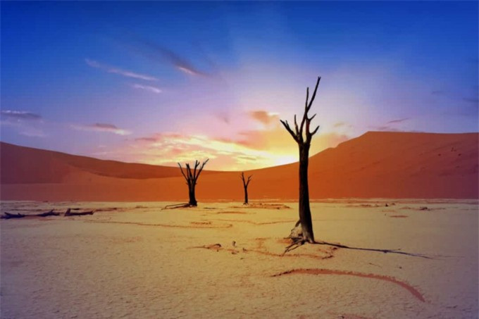 ##sc### Những thân cây Acacia đã chết tạo nên khung cảnh độc đáo ở Dead Vlei, Namibia. 