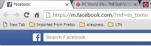 Tiếp đến, trong khung đường dẫn URL của trình duyệt, bạn hãy thay đổi www thành m để truy cập vào phiên bản di động của Facebook.