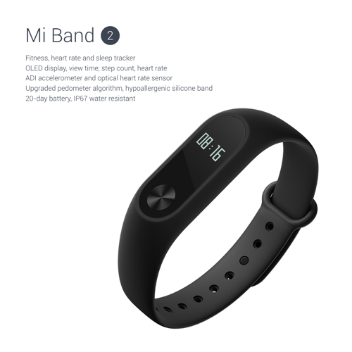  Vòng thông minh Mi Band 2 có kích thước lớn hơn thế hệ đầu một chút do được trang bị màn hình hiển thị LED.