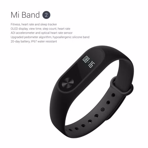  Vòng thông minh Mi Band 2 có kích thước lớn hơn thế hệ đầu một chút do được trang bị màn hình hiển thị LED.