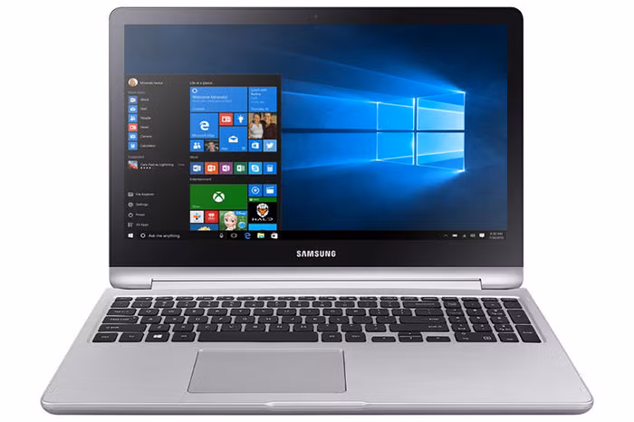 Samsung mới đây vừa ra mắt Notebook 7 Spin - một mẫu laptop với thiết kế xoay độc đáo. Từ "Spin" (xoay) trong tên sản phẩm nhằm ám chỉ khả năng xoay 360 độ của phần bản lề, cho phép bạn gập màn hình của máy để chuyển sang chế độ tablet, hoặc chế độ dạng "túp lều".