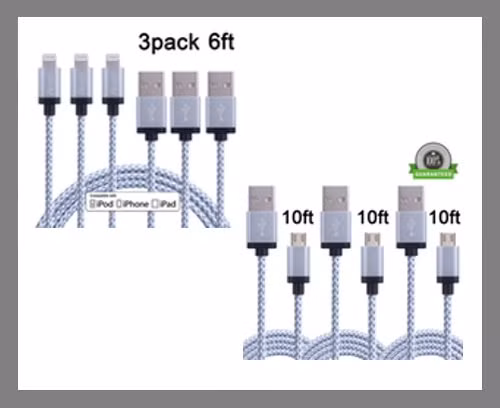  Cáp Lightning và MicroUSB. Mang theo cáp sạc chưa bao giờ là ý tưởng tồi. Cáp sạc của Bestify có thể sạc 3 thiết bị iOS một lúc, giá 11,99 USD (269.000 đồng) trong khi cáp Amonor Micro USB sạc được 3 thiết bị dùng cổng micro USB một lúc, giá 10,59 USD (237.000 đồng).