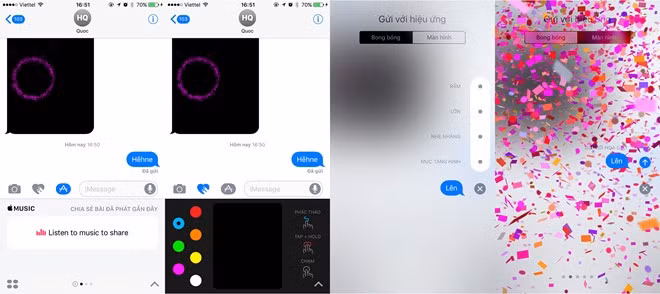 Giao diện các tính năng trên iMessage mới.