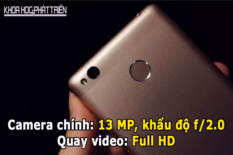 Camera chính của Xiaomi Redmi 3s hỗ trợ lấy nét theo pha, nhận diện khuôn mặt.