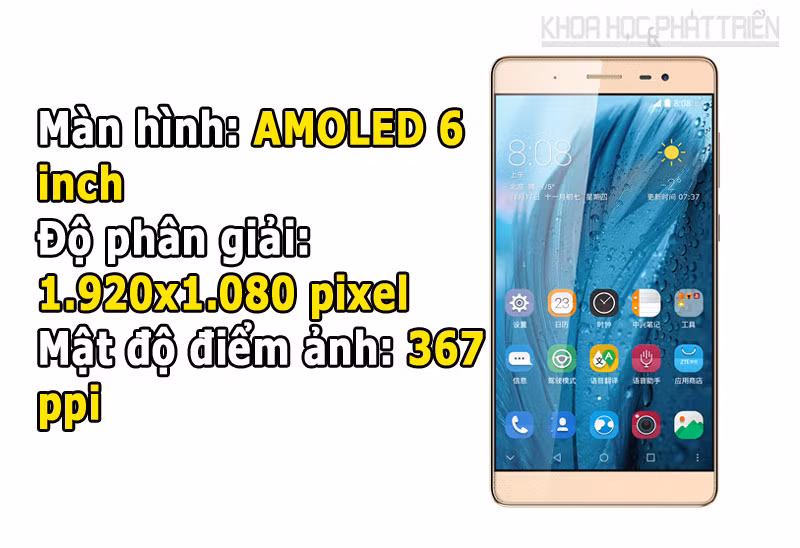 Màn hình của điện thoại ZTE Axon Max được phủ lớp kính cường lực vát cong 2,5D.
