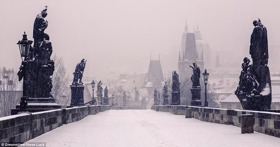  8. Charles-Prague - Cộng hòa Czech : Cây cầu được đặt tên theo Hoàng đế Charles IV ở Prague. Trước năm 1870, cây cầu chỉ có tên gọi đơn giản là "cầu đá". Được xây dựng trên sông Vltava giữa 1357 và 1402, cây cầu được làm từ đá sa thạch Bohemian, mỗi nhịp cầu có một bức tượng điêu khắc. Ngày nay, để bảo tồn những bức tượng cổ, người ta đã thay thế 30 bức tượng gốc trên cầu bằng các bản sao.