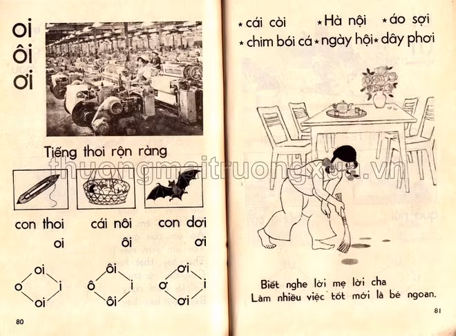Các bài học về đạo đức, cuộc sống được lồng ghép vào từng bài giảng. Ví dụ, qua bài ghép vần "oi", "ôi", "ơi", trẻ được dạy phải nghe lời mẹ cha và làm nhiều việc tốt như quét sân, dọn nhà.