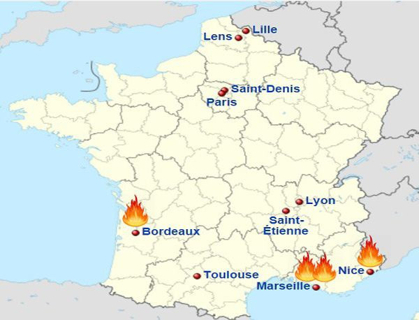 Cộng hòa Pháp được biết đến với biệt danh “Đất nước hình lục lăng”. Đây chình là quốc gia lớn nhất khu vực Tây Âu với diện tích gần 552.000 km2. Hình dạng phần lãnh thổ nước này trên lục địa châu Âu như một hình 6 cạnh, có thể vẽ trong một đường tròn ngoại tiếp đường kính 1.000 km. Ảnh: Google.