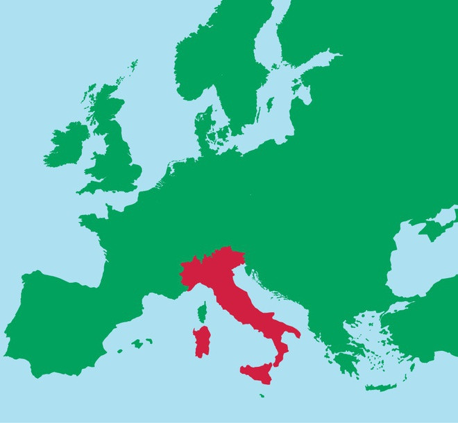 Đất nước hình chiếc ủng là biệt danh của Italy, quốc gia thuộc khu vực Nam Âu. Italy có diện tích hơn 301.000 km2, cả 3 mặt đều giáp biển Địa Trung Hải. Với hình dạng lãnh thổ giống chiếc ủng, nhất là phần mũi và gót giày, quốc gia này được mệnh danh "đất nước hình chiếc ủng". Ảnh: World Atlas.