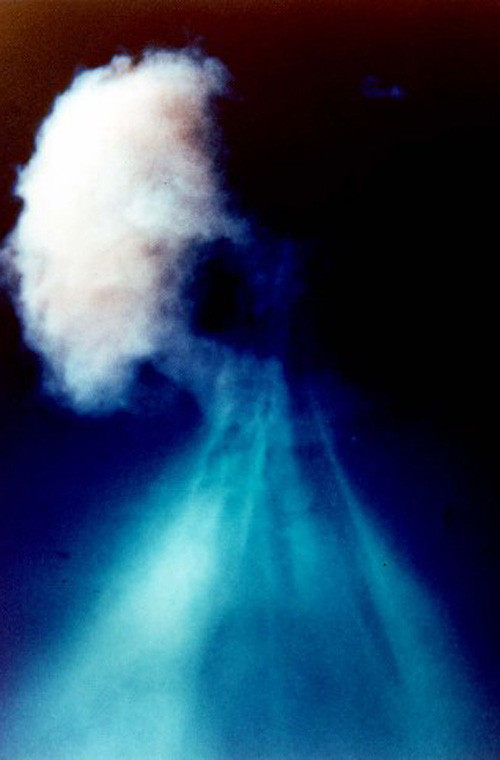 Vụ nổ hạt nhân trên không diễn ra ở độ cao 5-6.000m, một nhóm sĩ quan Không quân Mỹ đã tình nguyện đứng dưới khu vực nổ để chứng minh rằng vụ nổ sẽ không ảnh hưởng tới khu dân cư. Trong ảnh là vụ nổ của tên lửa AIR-2 trên không – đây là lần bắn thử duy nhất AIR-2 với đầu đạn hạt nhân.