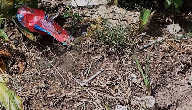 Người dân đi tập thể dục nếu không để ý thì dễ giẫm phải những ống kim này.